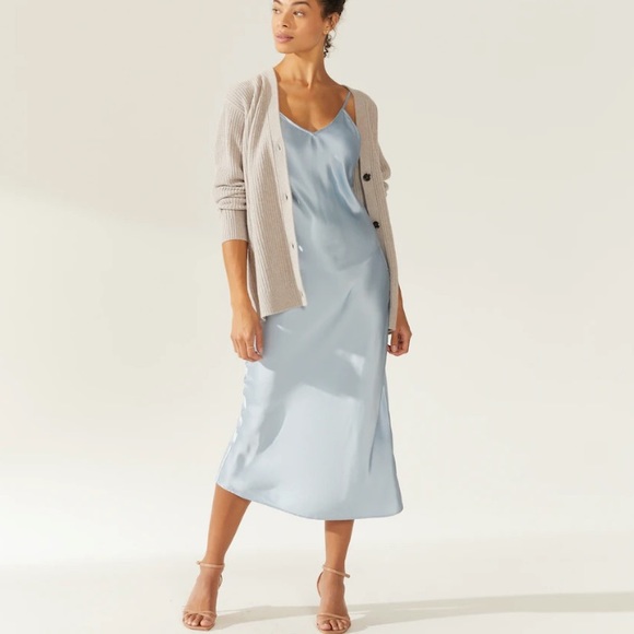 NWT Italic Silk Malone Slip Dress in Periwinkle - Picture 4 of 8